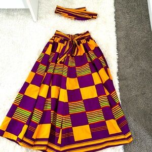 African skirt & hair tie
